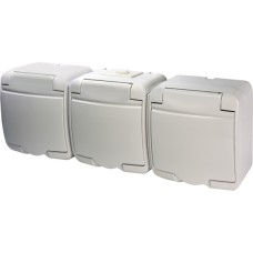 Розетка потрійна ETI Hermetics RHE-3s IP54 біла з заземленням та кришкою
