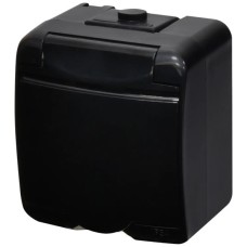 Розетка 1-на з з/к Schuko RHE-1s-BL (чорн./чорна кришка, IP54) ETI