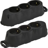 Блок розеток 3-місний ERS-3B (3x2Р+РЕ, Schuko, каучук, IP20, чорний) ETI