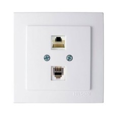 Розетка NILSON комп'ютер+телефон RJ45 cat5+RG11 Touran білий
