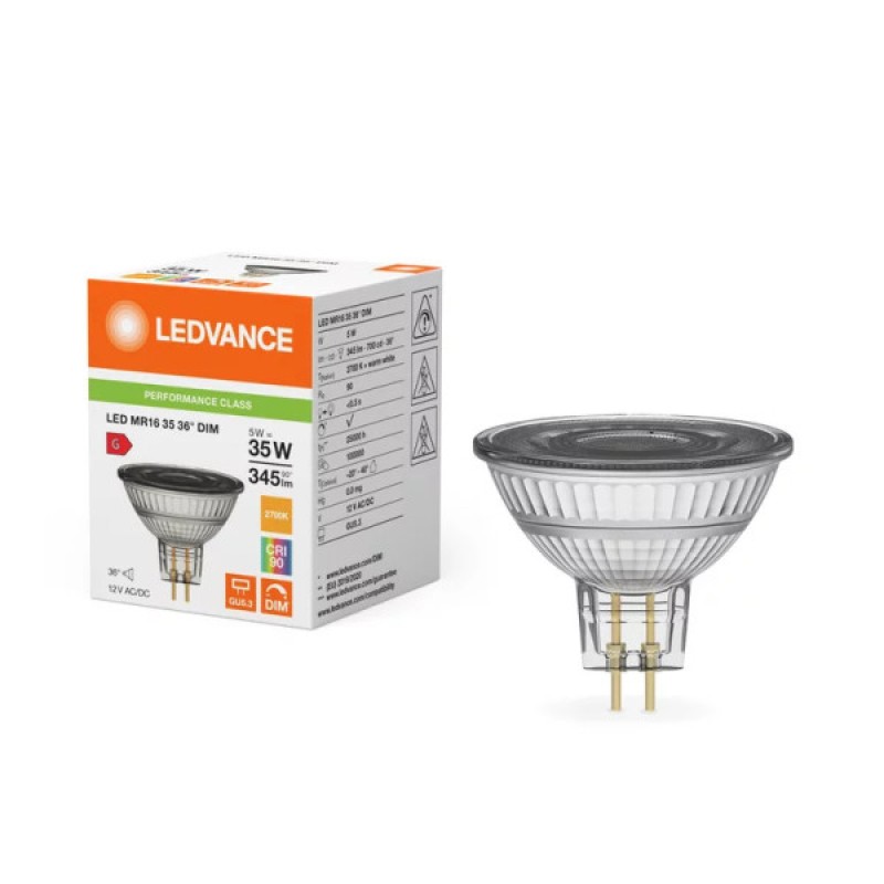 Лампа LED Osram MR16 12V DIM 5,0W/927 GU5.3 36° P 35