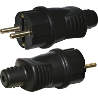 Вилка пряма PKB-ST (2Р+РЕ, каучук, IP44, чорна) ETI
