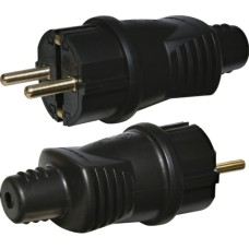 Вилка пряма PKB-ST (2Р+РЕ, каучук, IP44, чорна) ETI