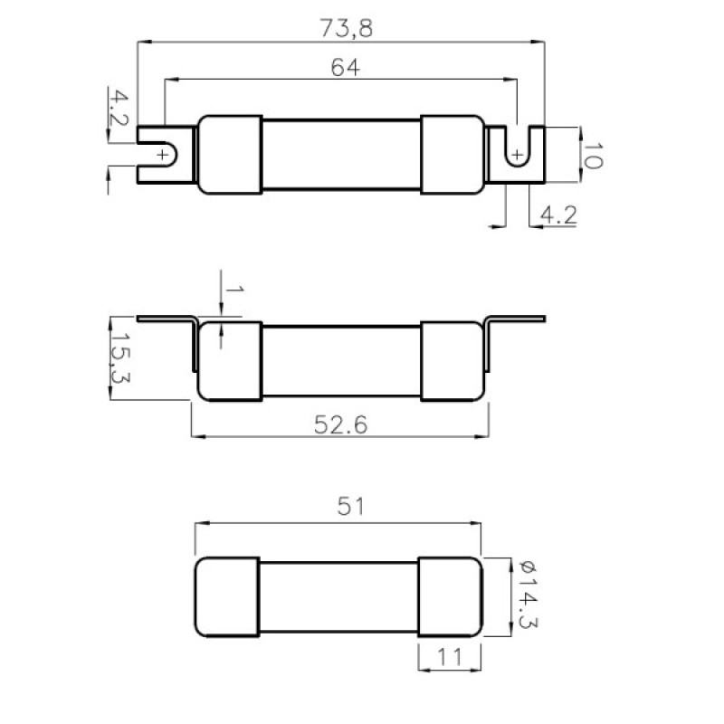 Запобіжник CH 14x51 gPV 36A 1000V (10kA) ETI