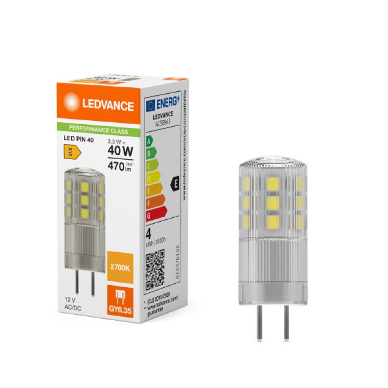 Лампа LED Osram PIN GY6.35 3,3W/827 12V CL 40 20X1 Ledvance