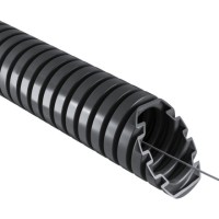 Труба гофрована ПВХ тяжка d25/18,2mm з протяжкою темно-сірий Kopos (50м)