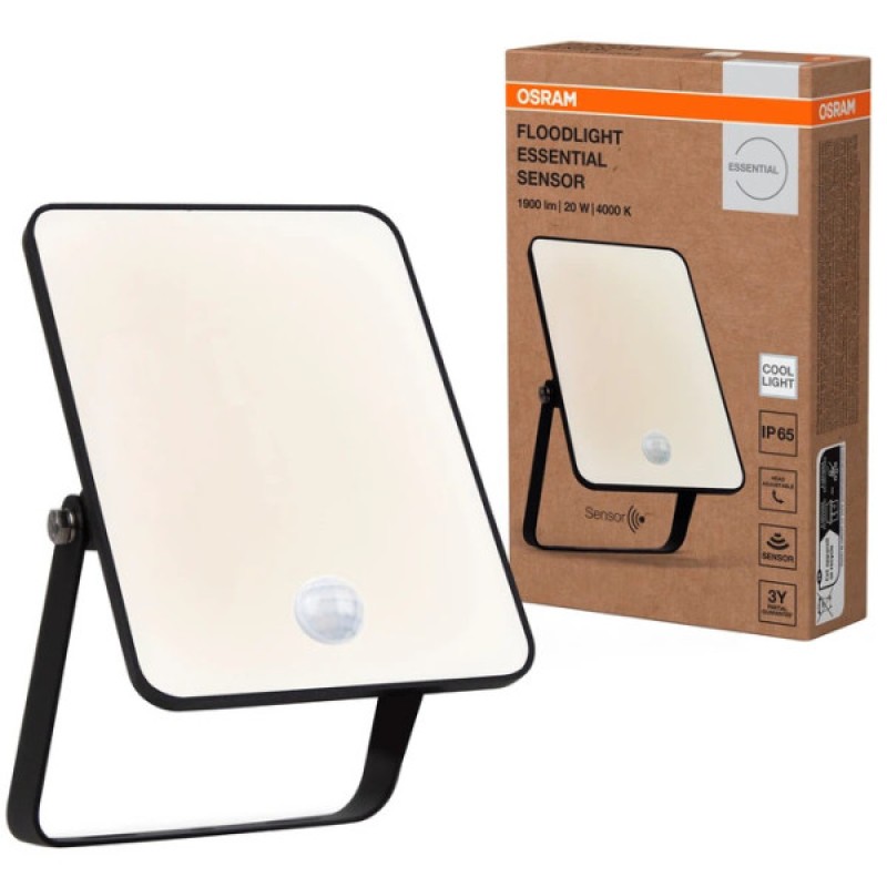Прожектор LED FL ESSENTIAL SENSOR 20W 840 BK IP65 OSRAM