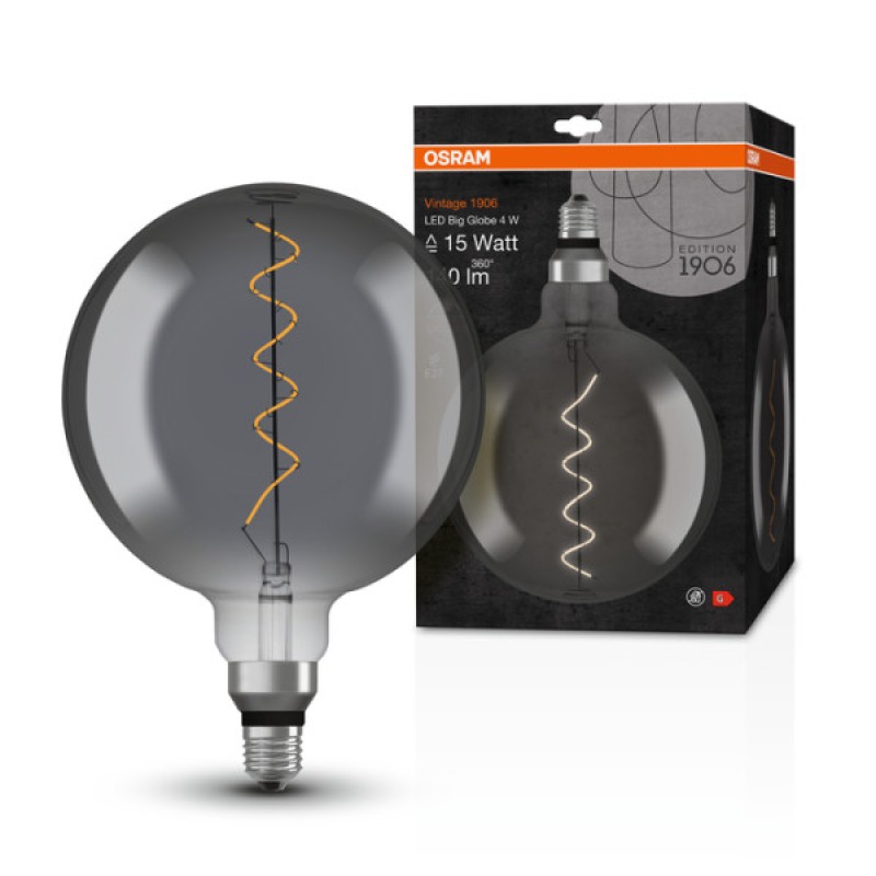 Лампа LED Osram 1906 GLОB 125 5W/818 230V FIL сіра E27 4X1