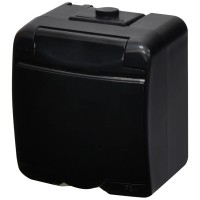 Розетка 1-на з з/к Schuko RHE-1s-BL (чорн./чорна кришка, IP54) ETI