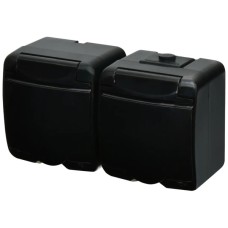 Розетка 2-на з з/к Schuko RHE-2s-BL (чорн./чорна кришка, IP54) ETI