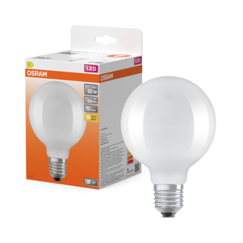 Лампа LED OSRAM Globe G95 5.9W/827 230V GL FR E27 6x1 60