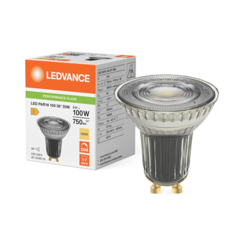 Лампа LED OSRAM PAR16 DIM 8W/830 230V GU10 36D SST100