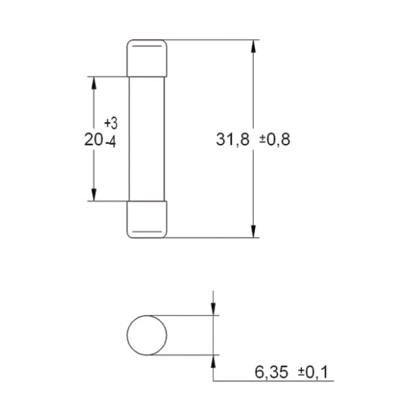 Міні-запобіжник CH 6,3x32 F 20A 250V ETI (Кратно 10шт.)
