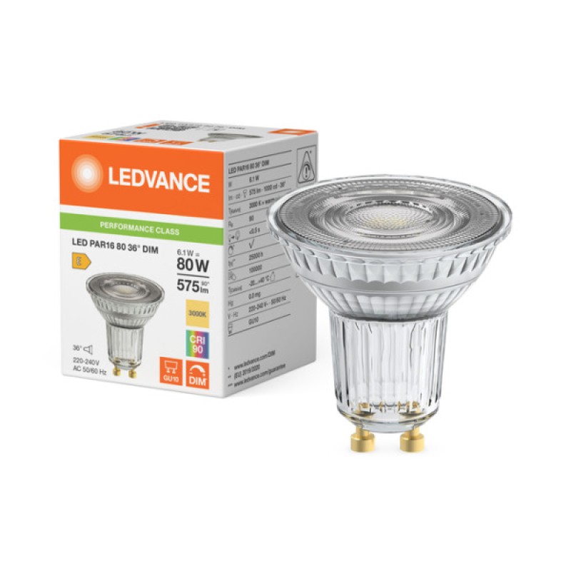 Лампа LED Osram PAR16 DIM 6,1W/930 230V GU10 36D P 80 LEDVANCE