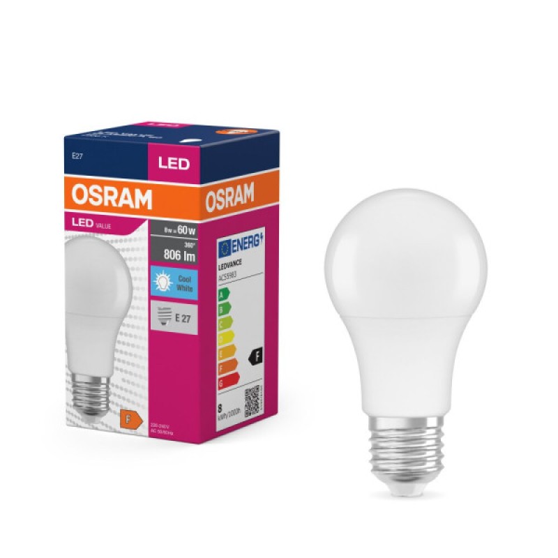 Лампа LED Osram CL A 8.5W/840 FR E27 230V VALUE 60