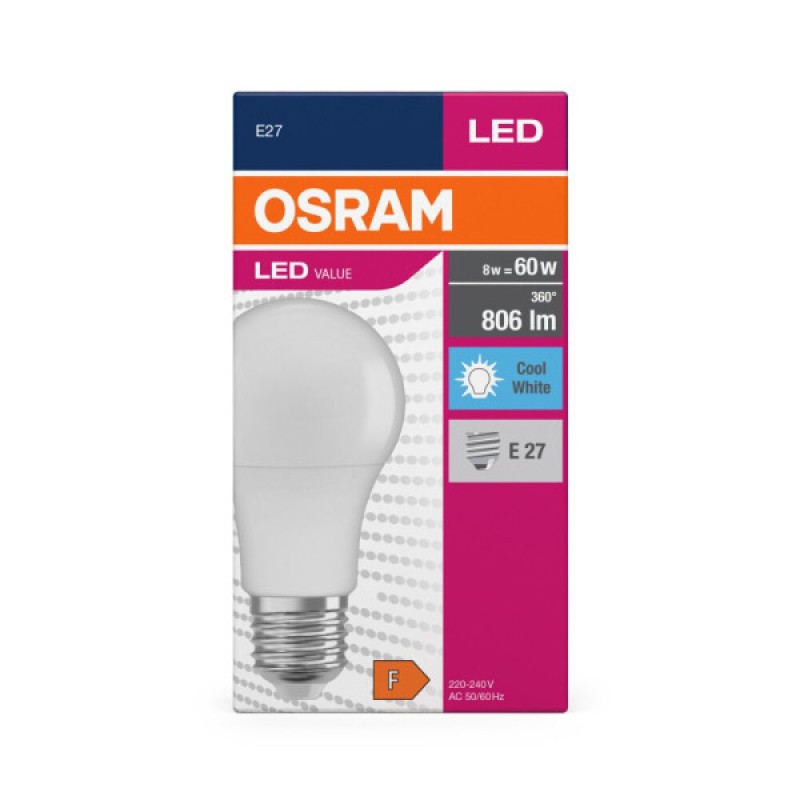 Лампа LED Osram CL A 8.5W/840 FR E27 230V VALUE 60