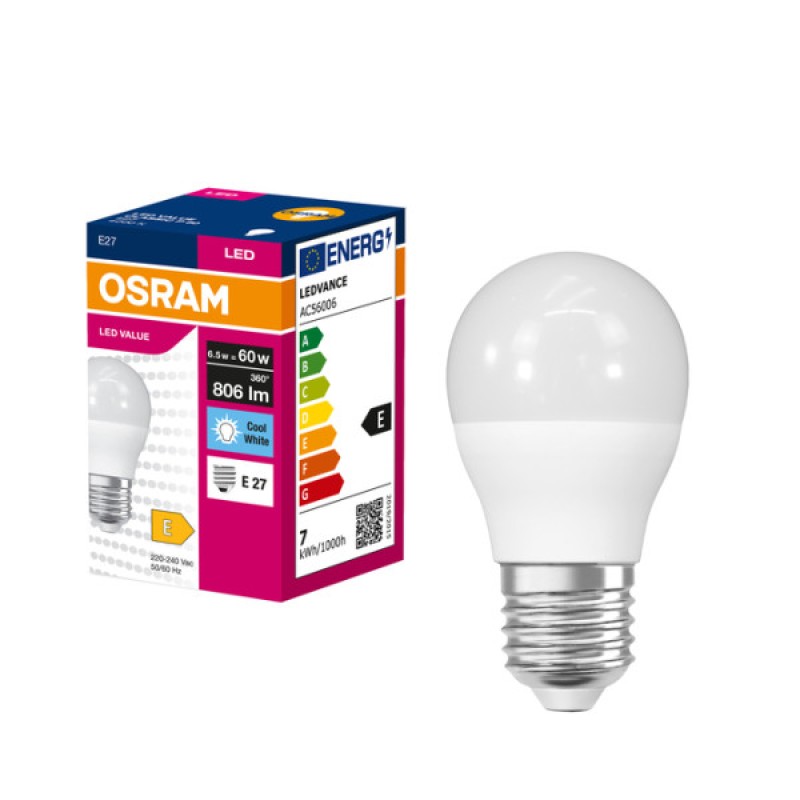 Лампа LED Osram CL P 6.5W/840 FR E27 230V VALUE 60 FS1