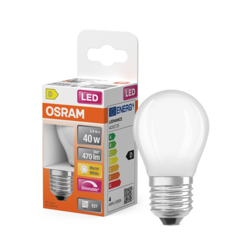 Лампа LED OSRAM SCL P40 D 3.4W/827 230VGLFR E27 6X1