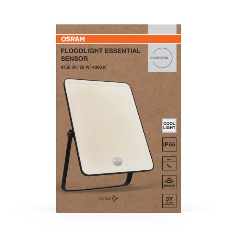 Прожектор LED FL ESSENTIAL SENSOR 50W 840 BK IP65 OSRAM