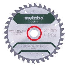 Диск пильний Metabo Precision Cut Classic 160x20 36WZ 10°, 160х2.2х20мм, 36 зубців, товщина 1.4мм