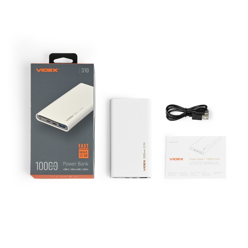 Повербанк 10000mAh VIDEX VPB-310 22.5W White