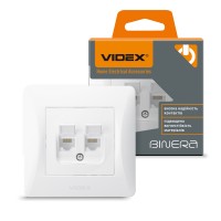 Розетка CAT6+CAT6 подвійна комп'ютерна біла VIDEX BINERA (VF-BNSK2PC6-W)