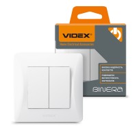 Вимикач двоклавішний білий VIDEX BINERA (VF-BNSW2-W)
