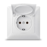 Розетка одинарна з заземленням і кришкою біла TITANUM STANDARD (TF-ST-SK1GC-W)