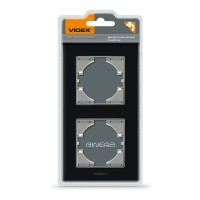 Рамка чорне скло на 2 місця вертикальна VIDEX BINERA (VF-BNFRG2V-B)