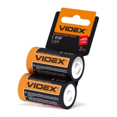Батарейка сольова Videx R14P/C 2шт SHRINK CARD (R14P/C 2pcs SС)