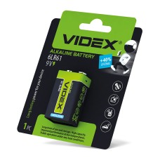 Батарейка лужна Videx 6LR61/9V (Крона) 1 pcs BLISTER (6LR61/9V/B)