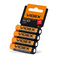 Батарейка сольова Videx R03P/AAA 4шт SHRINK CARD (R03P/AAA 4pcs SC)