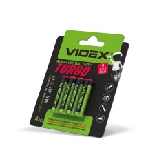 Батарейка лужна Videx LR03/AAA Turbo 4 pcs BLISTER (LR03T/AAA 4B)