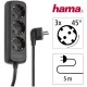 Мережевий подовжувач Hama 3XSchuko 3G*1.5мм 5м Black