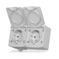 Розетка зовнішня подвійна із заземленням сіра VIDEX BINERA IP65 (VF-BNW22G-G)