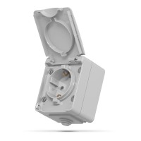 Розетка зовнішня одинарна із  заземленням сіра VIDEX BINERA IP65 (VF-BNW21G-G)