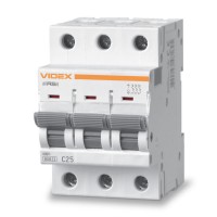 Автоматичний вимикач RS6 3п 25А 6кА С VIDEX RESIST (VF-RS6-AV3C25)