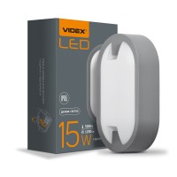 Світлодіодний світильник IP65 овальний VIDEX 15W 5000K сірий (VL-BH12O-155)