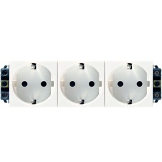 Блок розеток електричних Legrand Mosaic, 3хSchuko для кабельних каналів DLP, Quintella, 16А, 250В, гвинтові клеми, 6 модулів, в короб, білий