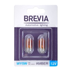 Лампа розжарювання Brevia WY5W 12V 5W W2.1x9.5d AMBER B2, 2шт