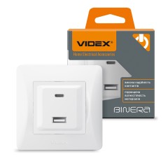 Розетка USB-A + USB-C PD20W біла VIDEX BINERA