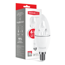 LED лампа MAXUS C37 6W мягкий свет 220V E14  (1-LED-531)