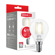 LED лампа MAXUS (филамент), G45, 4W, мягкий свет,E14 (1-LED-547)